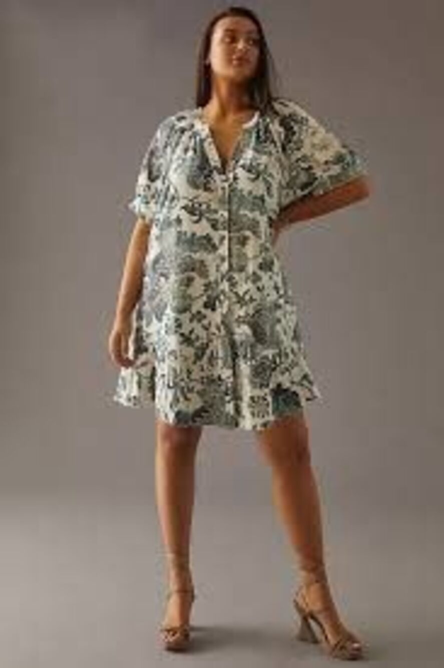 Pilcro Puff Sleeve tunic cotton linen women's size XL